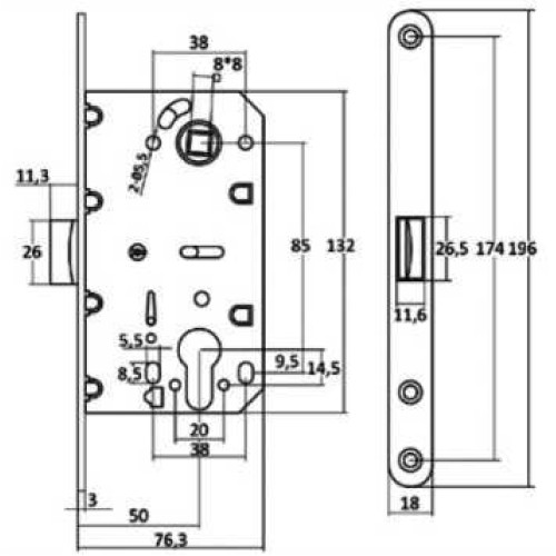 Межкомнатный механизм под цилиндр VETTORE 410 C-S KEVLAR BN (Чёрный Никель)