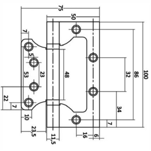 Петля накладная VЕTTORE FLUSH 100×75×2.5mm GP (Золото)