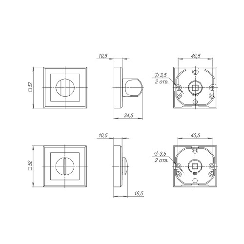 Ручка поворотная BK6.K.QL52 (BK6 QL) BL-24 черный