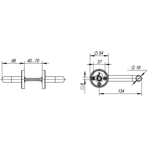 Ручка раздельная R.DSS304-0203/19 (квадрат 8х110 мм) INOX 304