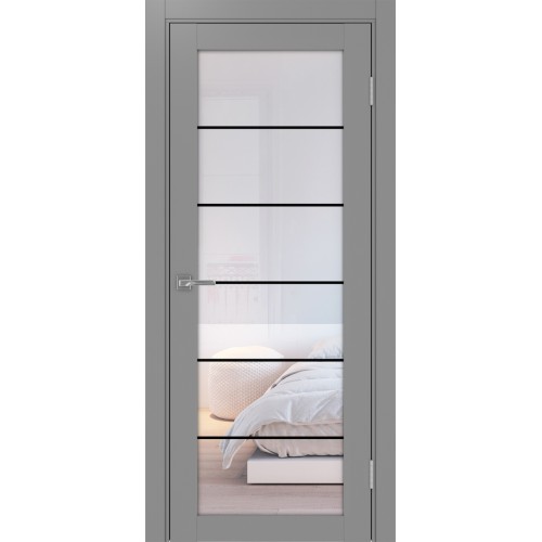 Турин 501АСС.2, цвет Серый молдинг алюм.чёрн стекло Прозрачное, размер 80*200 см.