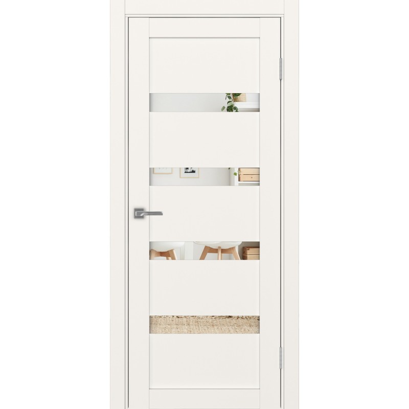 Межкомнатная дверь Турин 505.12, цвет, бежевый, заполнение Зеркало, размер 200*80 см.