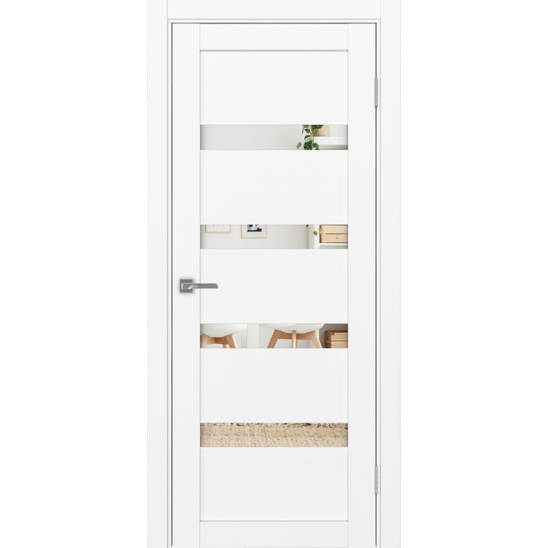 Межкомнатная дверь Турин 505.12, цвет белый снежный, заполнение Зеркало, размер 200*80 см.