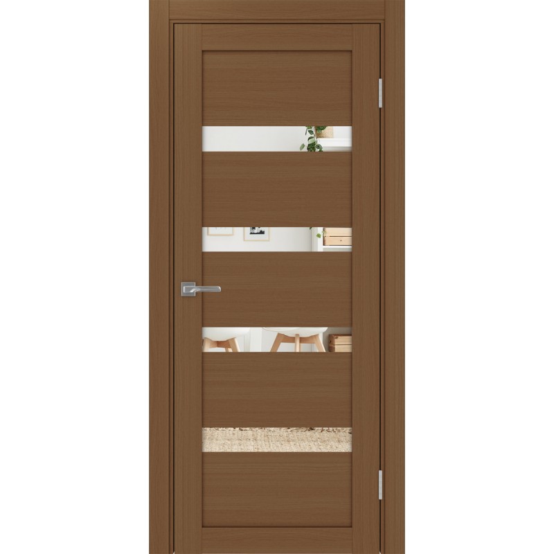 Межкомнатная дверь Турин 505.12, цвет орех NL, заполнение Зеркало, размер 200*80 см.