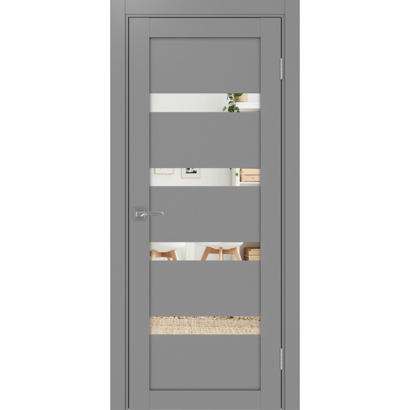 Межкомнатная дверь Турин 505.12, цвет серый, заполнение Зеркало, размер 200*80 см.