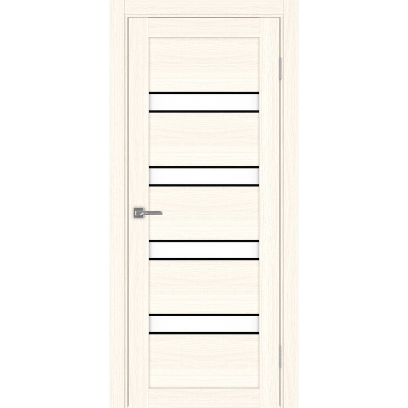 Межкомнатная дверь Турин 505AПC.12 молдинг алюм.чёрн, цвет Ясень светлый LACбелый, размер 80*200 см.