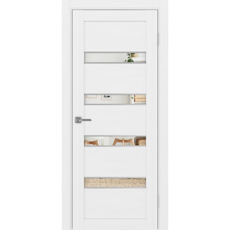 Межкомнатная дверь Турин 505.12 АПС молдинг SC, цвет белый лёд, заполнение Зеркало, размер 200*80 см.