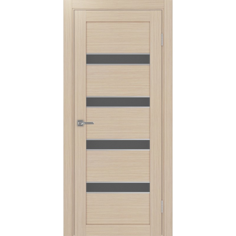 Межкомнатная дверь Турин 505AПC.12, цвет Дуб беленый FL, молдинг алюм.хром стекло Графит матовое, размер 80*200 см.