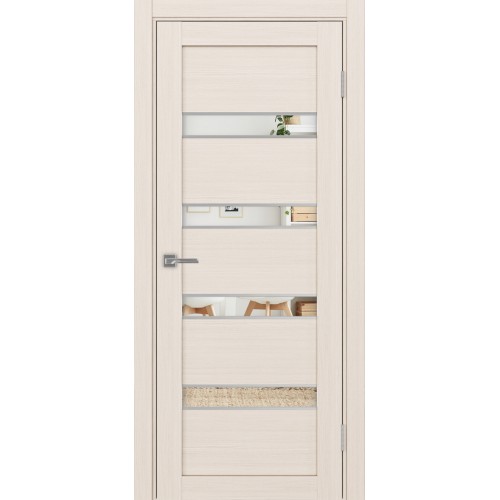 Турин 505AПC.12, цвет Ясень перламутровый молдинг алюм.хром стекло Зеркало, размер 80*200 см.