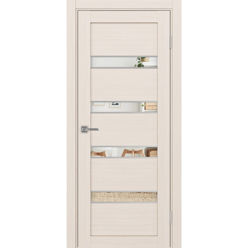 Межкомнатная дверь Турин 505AПC.12 молдинг алюм.хром, цвет Ясень перламутровый Зеркало, размер 80*200 см.