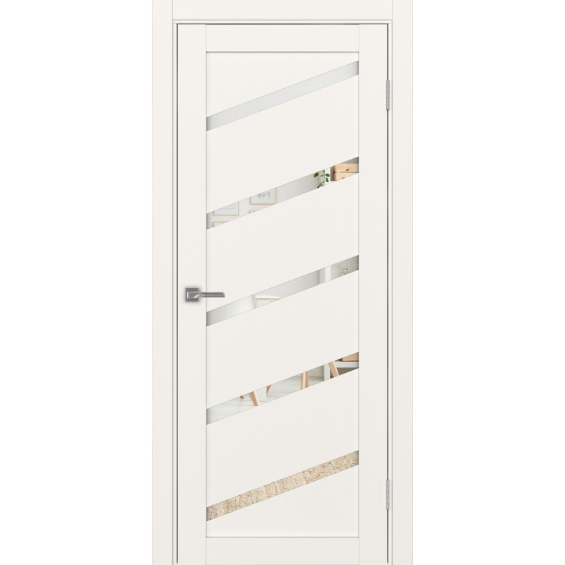 Межкомнатная дверь Турин 506У.112, цвет, бежевый, заполнение Зеркало, размер 200*80 см.