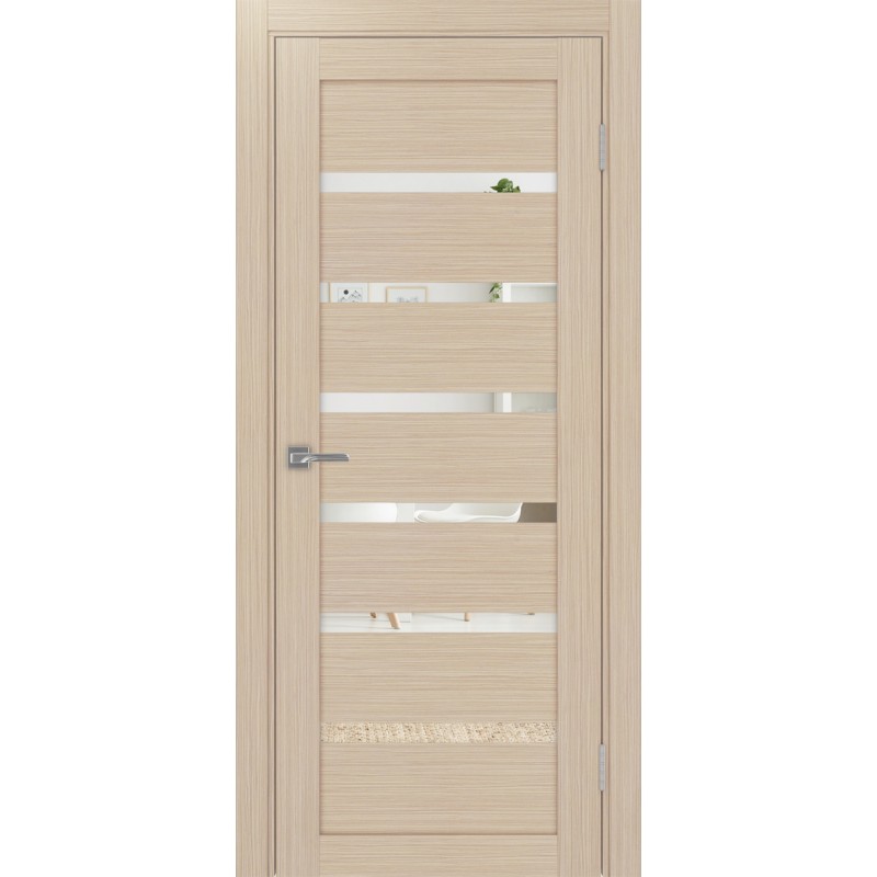 Межкомнатная дверь Турин 506У.112, цвет дуб беленый FL, заполнение Зеркало, размер 200*80 см.