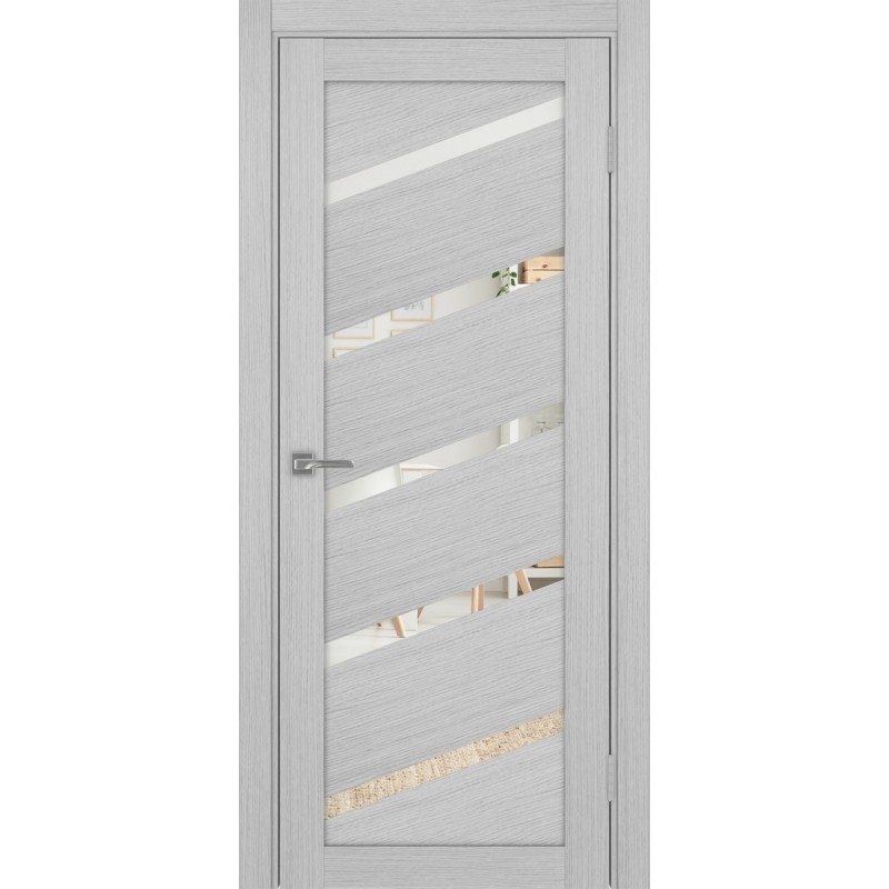Межкомнатная дверь Турин 506У.112, цвет дуб серый FL, заполнение Зеркало, размер 200*80 см.