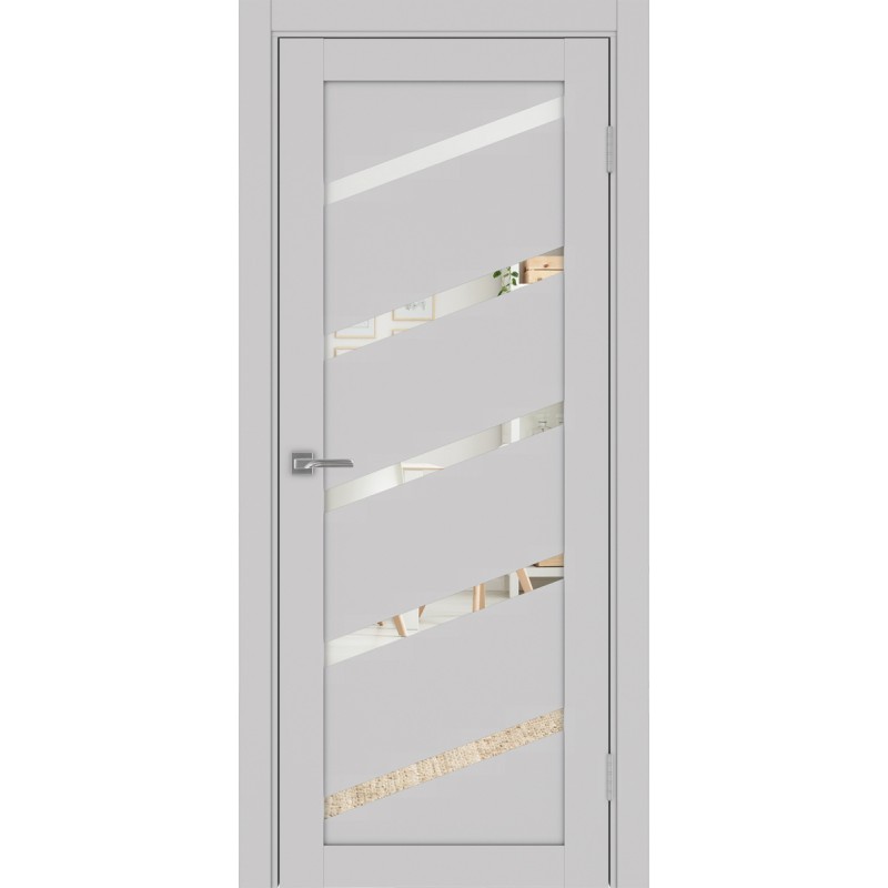 Межкомнатная дверь Турин 506У.112, цвет пепельный, заполнение Зеркало, размер 200*80 см.