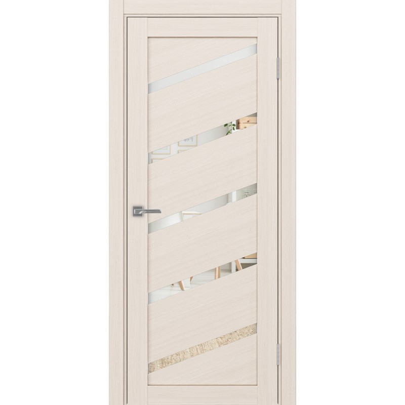 Межкомнатная дверь Турин 506У.112, цвет ясень перламутровый, заполнение Зеркало, размер 200*80 см.