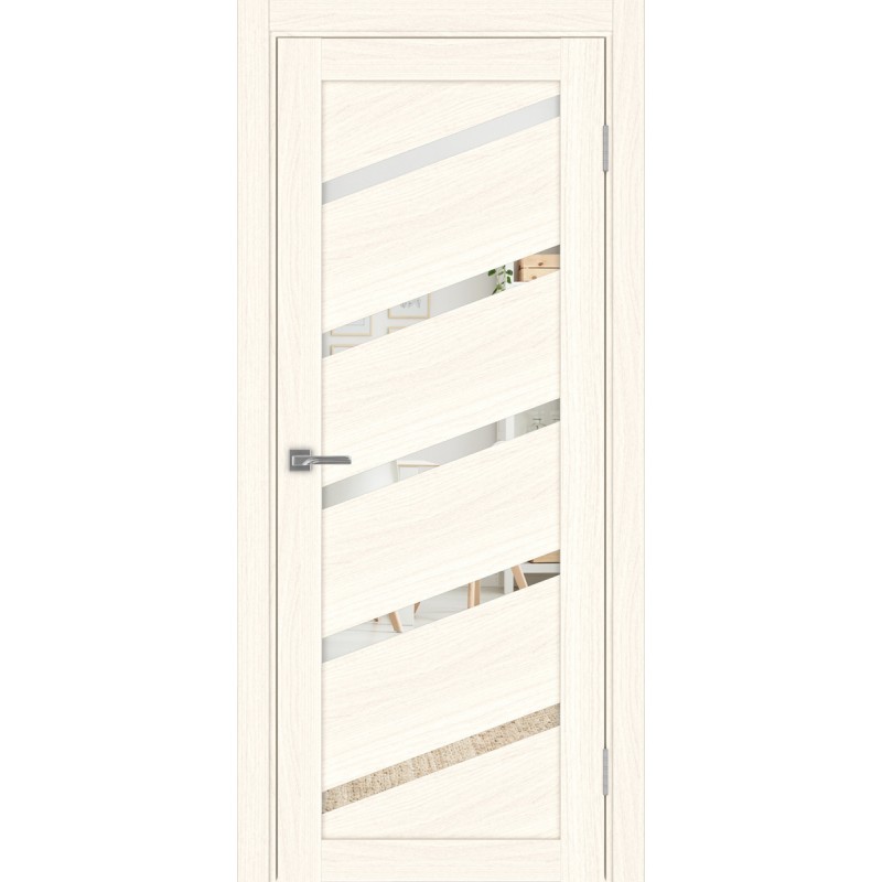 Межкомнатная дверь Турин 506У.112, цвет ясень светлый, заполнение Зеркало, размер 200*80 см.