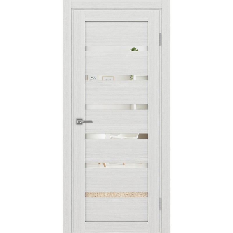 Межкомнатная дверь Турин 507.12, цвет ясень серебристый, заполнение Зеркало, размер 200*80 см.