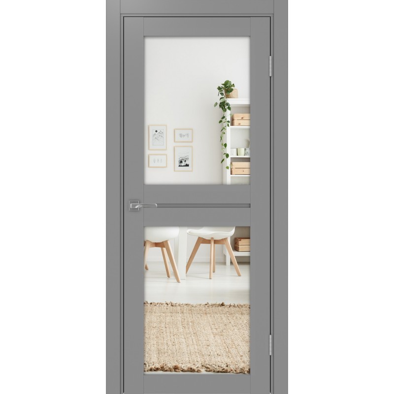 Межкомнатная дверь Турин 520.212, цвет серый, заполнение Зеркало/Зеркало, размер 200*80 см.