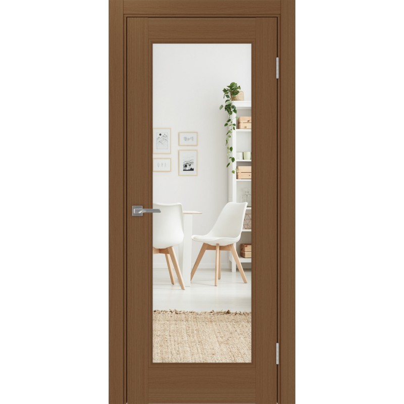 Межкомнатная дверь Турин Neo 501.2, цвет орех NL, заполнение Зеркало, размер 200*35 см.