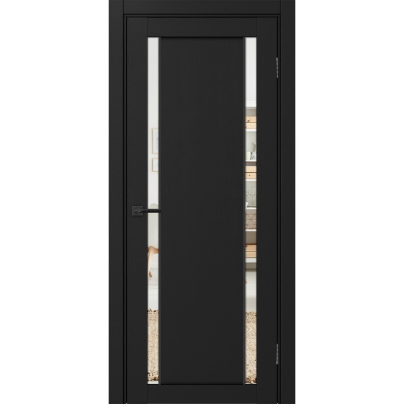 Межкомнатная дверь Турин 522AПП.212, цвет Антрацит молдинг алюм.чёрн стекло Зеркало/Зеркало, размер 80*200 см.