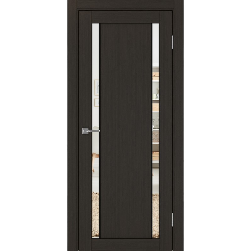 Межкомнатная дверь Турин 522AПП.212, цвет Венге FL, молдинг алюм.чёрн стекло Зеркало/Зеркало, размер 80*200 см.