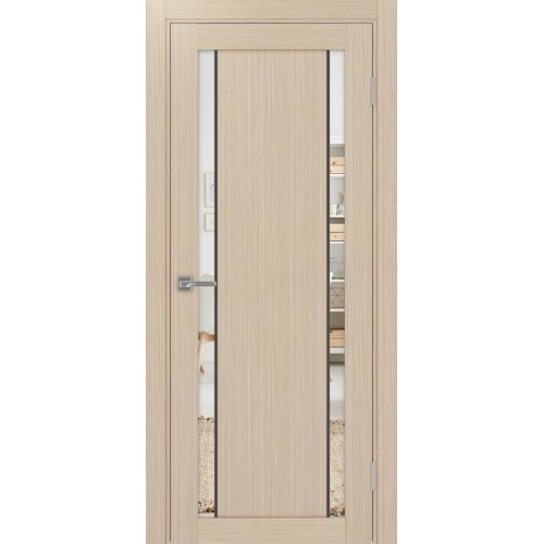 Турин 522AПП.212, цвет Дуб беленый FL, молдинг алюм.чёрн стекло Зеркало/Зеркало, размер 80*200 см.