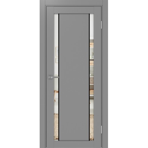 Турин 522AПП.212, цвет Серый молдинг алюм.чёрн стекло Зеркало/Зеркало, размер 80*200 см.