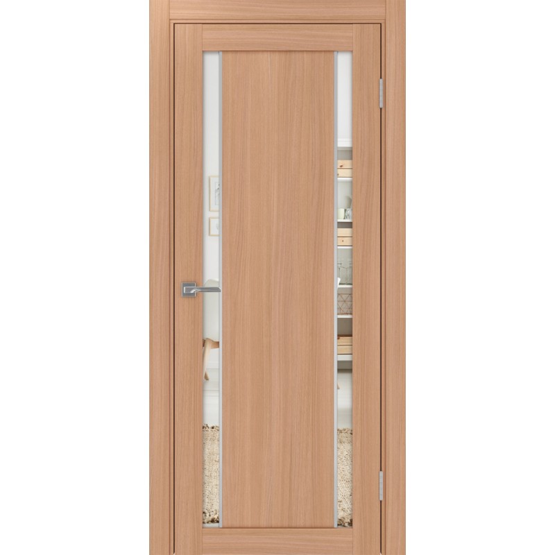 Межкомнатная дверь Турин 522.212 АПП молдинг SC, цвет ясень тёмный, заполнение Зеркало/Зеркало, размер 200*80 см.