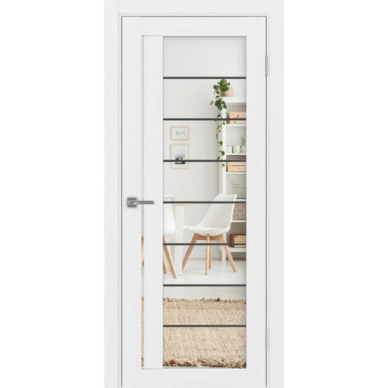 Межкомнатная дверь Турин 524.22 АСС молдинг SB, цвет белый лёд, заполнение Зеркало/Зеркало, размер 200*80 см.