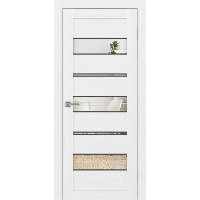 Межкомнатная дверь Турин 526.122 АППmax молдинг SB, цвет белый лёд, заполнение Зеркало/Зеркало, размер 200*80 см.