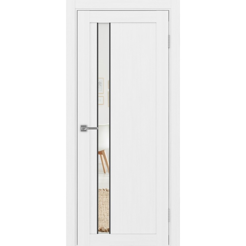 Межкомнатная дверь Турин 528.121 АПП молдинг SB, цвет белый лёд, заполнение Зеркало/Зеркало, размер 200*80 см.