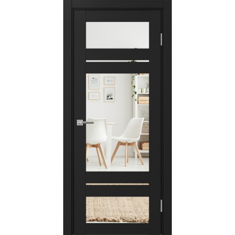 Межкомнатная дверь Турин 532.22222, цвет Антрацит стекло Зеркало/Зеркало, размер 80*200 см.