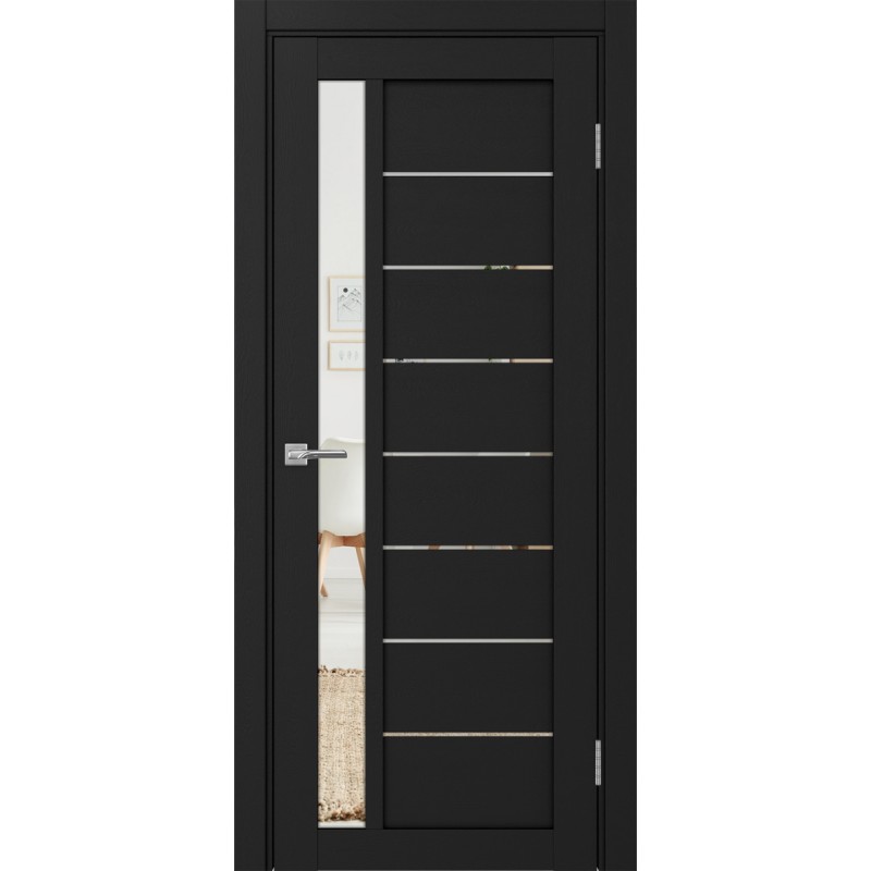 Межкомнатная дверь Турин 554.21, цвет Антрацит стекло Зеркало, размер 80*200 см.