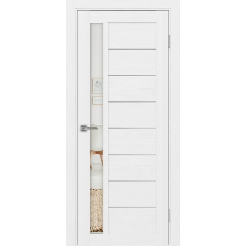 Межкомнатная дверь Турин 554.21 АПП молдинг SC, цвет белый лёд, заполнение Зеркало, размер 200*80 см.