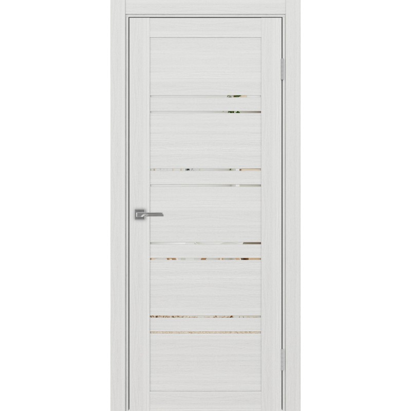 Межкомнатная дверь Турин 560.12, цвет ясень серебристый, заполнение Зеркало, размер 200*80 см.