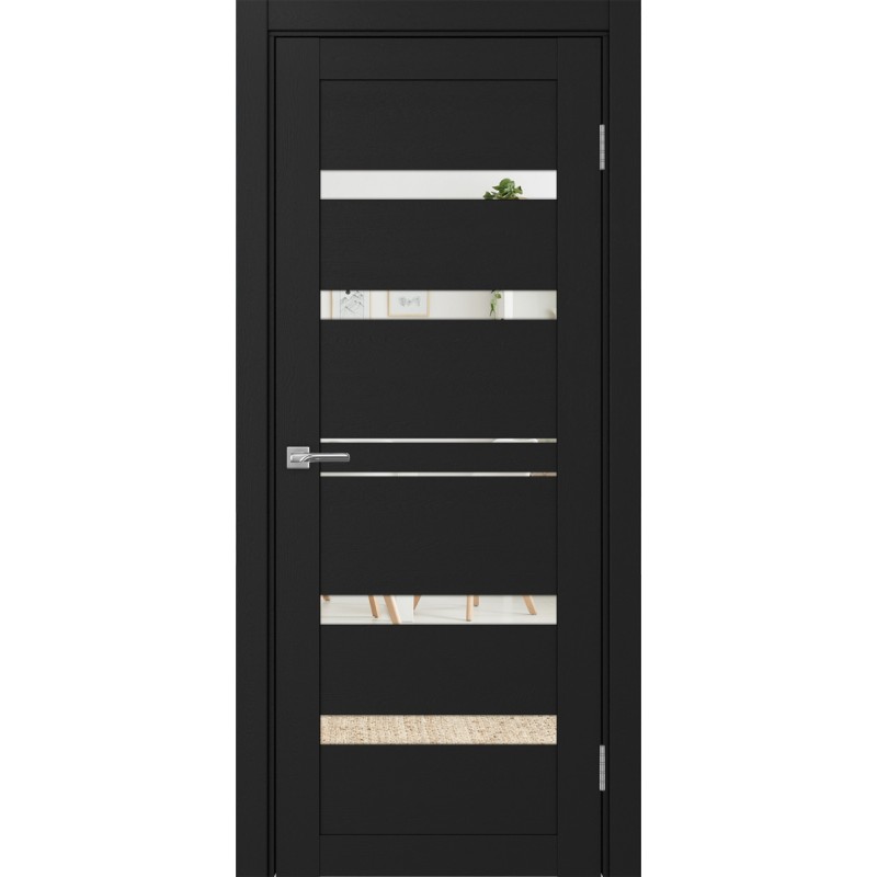 Межкомнатная дверь Турин 561.12, цвет Антрацит стекло Зеркало, размер 80*200 см.