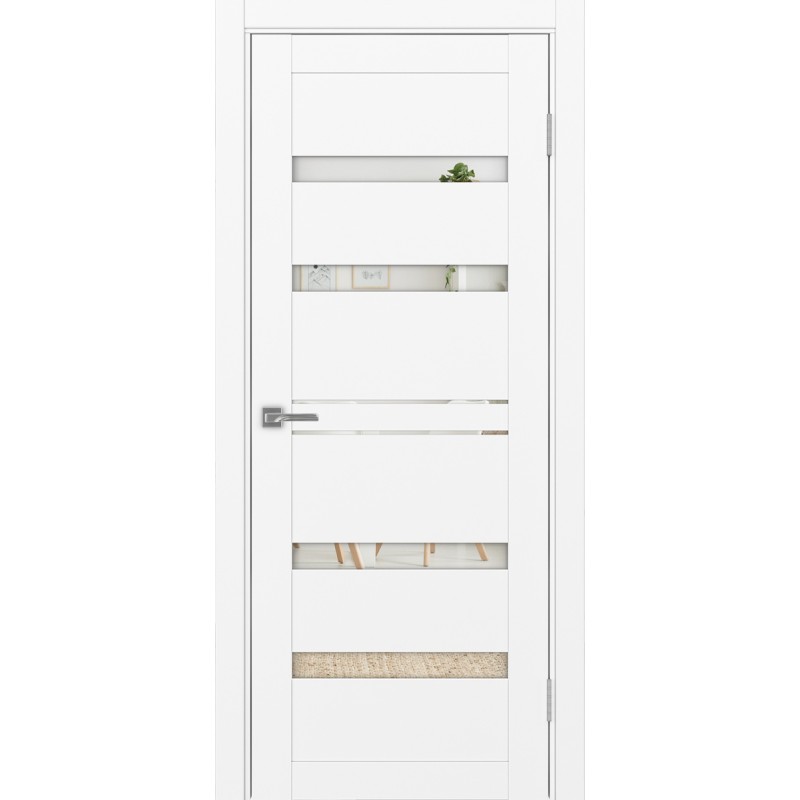 Межкомнатная дверь Турин 561.12, цвет белый снежный, заполнение Зеркало, размер 200*80 см.