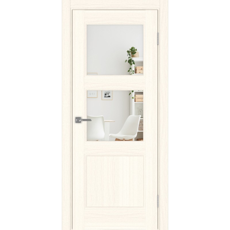 Межкомнатная дверь Турин Neo 530.221, цвет ясень светлый, заполнение Зеркало/Зеркало, размер 200*70 см.