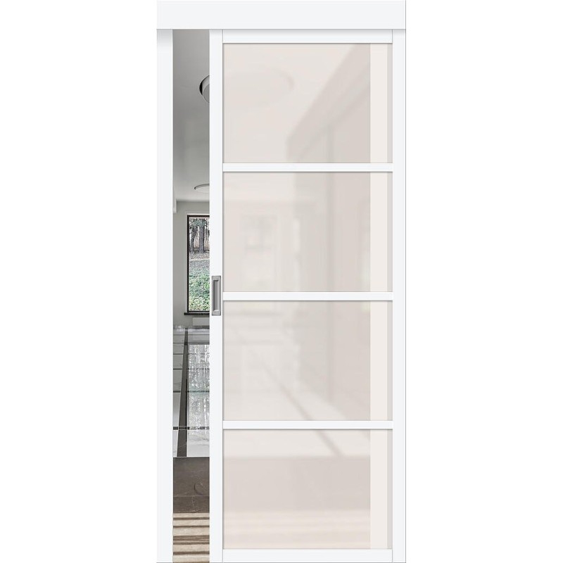 Межкомнатная дверь Твигги-11.3 цвет White Silk, стекло Magic Fog, покрытие ПЭТ, размер 200*35 см.
