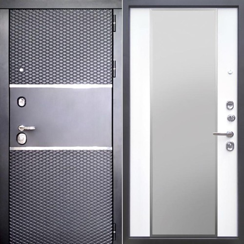 Оникс зеркало Черный кварц/Белый (гладкий матовый) 205*86 левая