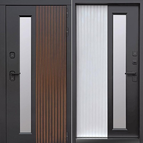 Металлическая Ингрид Черный муар, винорит дуб медовый/белый матовый, замковая часть - черная матовая 205*86 левая