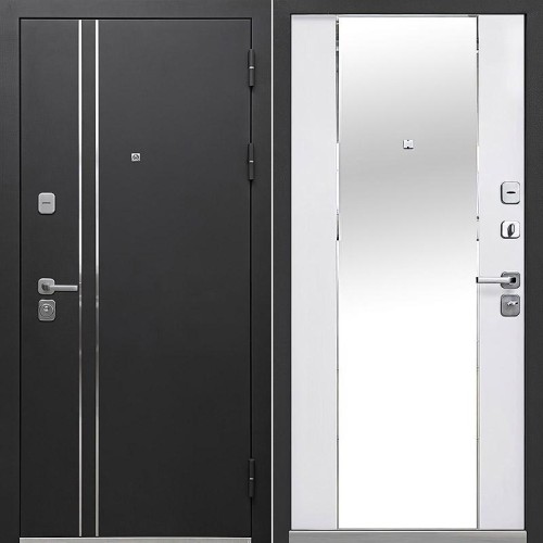 Металлическая Luxor Зеркало Букле черный / Эмалит белый 205*96 правая