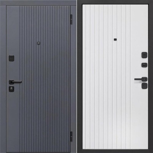 Металлическая Luxor 2МДФ Вертикаль Сатин графит / Эмалит белый 205*96 правая