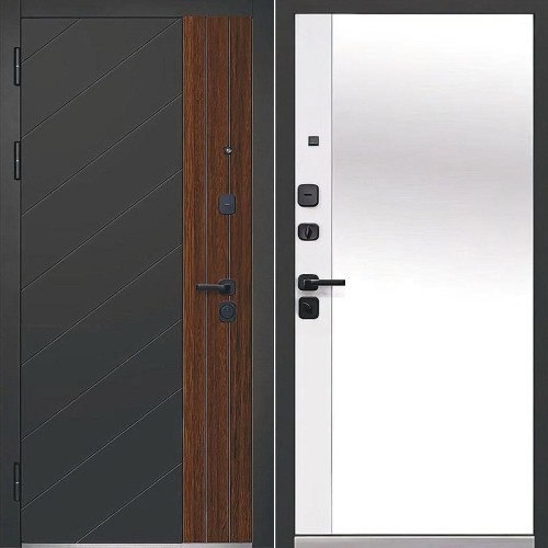 Металлическая Luxor 2МДФ Диагональ Зеркало Антрацит софт / Эмалит белый 205*86 левая