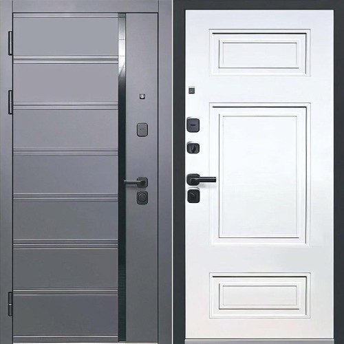 Металлическая Luxor 2МДФ Куб Нео Сатин графит / Эмалит белый 205*86 левая