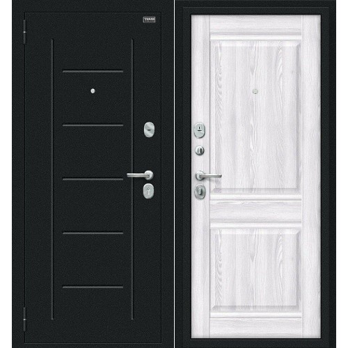 Металлическая Некст Kale Букле черное/Riviera Ice 205*86 левая