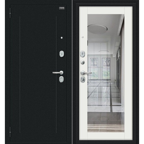 Металлическая Флэш Букле черное/Off-white 205*86 левая