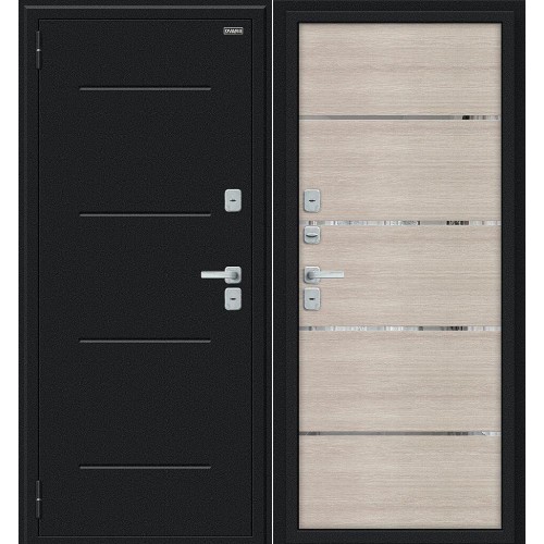 Металлическая Thermo Лайн/BChrome Букле черное/Cappuccino Melinga 205*86 левая