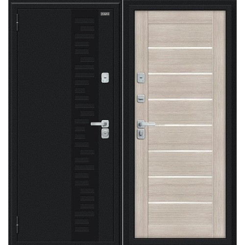 Металлическая Thermo Техно Декор-2/BChrome Букле черное/Cappuccino Melinga 205*86 левая