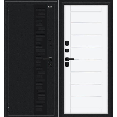 Металлическая Thermo Техно Декор-2/SBlack Букле черное/White Silk 205*86 левая